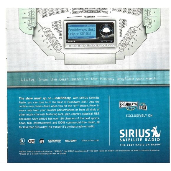 Sirius Satellite Radio Broadway Best Theatre 2000s Print Ad - Picture 2 of 2